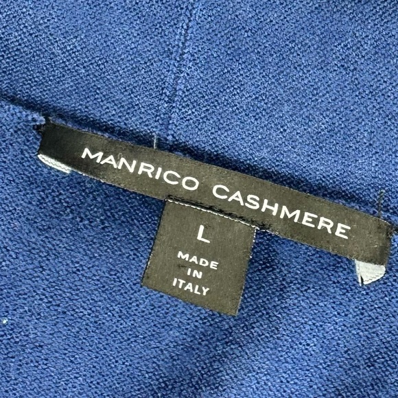 Manrico Cashmere silk blue purple open cardigan sweater large - Picture 7 of 15